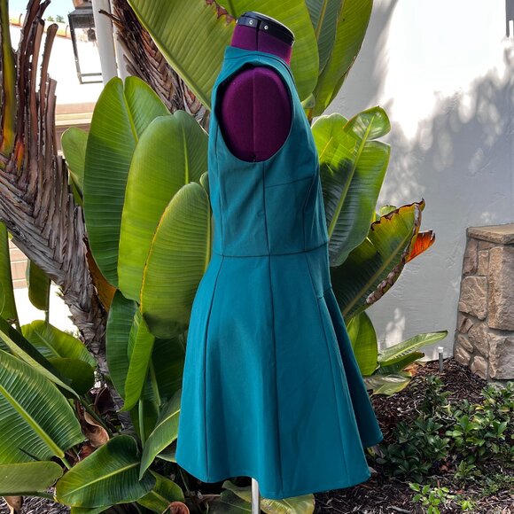 MADEWELL Anywhere Dress pine green‎ stretch a-line fit-&-flare skater - size 10 - Picture 4 of 7